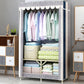 Contemporary Style Steel Wardrobe Cloth Rod Included Wardrobe Closet with Legs 29.5"L x 18"W x 63"H Beige Clearhalo 'Armoires & Wardrobes' 'armoires_wardrobes' 'Bedroom Furniture' 'furn' 'furn_armoires_wardrobes' 'Furniture' 6165923