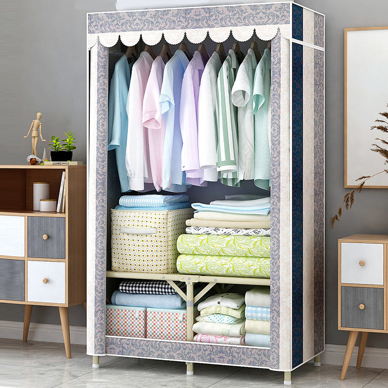 Contemporary Style Steel Wardrobe Cloth Rod Included Wardrobe Closet with Legs 29.5"L x 18"W x 63"H Beige Clearhalo 'Armoires & Wardrobes' 'armoires_wardrobes' 'Bedroom Furniture' 'furn' 'furn_armoires_wardrobes' 'Furniture' 6165923