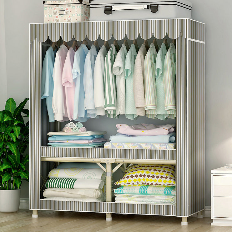 Contemporary Style Steel Wardrobe Cloth Rod Included Wardrobe Closet with Legs Clearhalo 'Armoires & Wardrobes' 'armoires_wardrobes' 'Bedroom Furniture' 'furn' 'furn_armoires_wardrobes' 'Furniture' 6165924