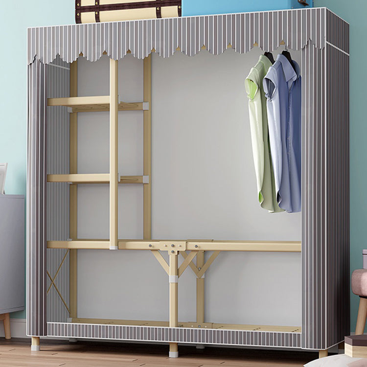 Contemporary Style Steel Wardrobe Cloth Rod Included Wardrobe Closet with Legs Clearhalo 'Armoires & Wardrobes' 'armoires_wardrobes' 'Bedroom Furniture' 'furn' 'furn_armoires_wardrobes' 'Furniture' 6165926
