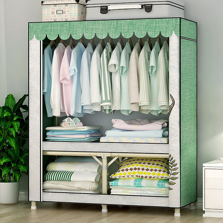 Contemporary Style Steel Wardrobe Cloth Rod Included Wardrobe Closet with Legs 43"L x 18"W x 63"H Green Clearhalo 'Armoires & Wardrobes' 'armoires_wardrobes' 'Bedroom Furniture' 'furn' 'furn_armoires_wardrobes' 'Furniture' 6165930