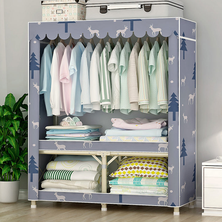 Contemporary Style Steel Wardrobe Cloth Rod Included Wardrobe Closet with Legs 43"L x 18"W x 63"H Purple Clearhalo 'Armoires & Wardrobes' 'armoires_wardrobes' 'Bedroom Furniture' 'furn' 'furn_armoires_wardrobes' 'Furniture' 6165932