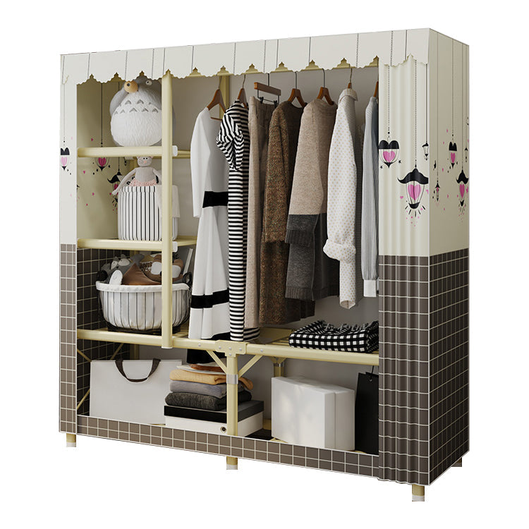Contemporary Style Steel Wardrobe Cloth Rod Included Wardrobe Closet with Legs 50"L x 18"W x 67"H Black Clearhalo 'Armoires & Wardrobes' 'armoires_wardrobes' 'Bedroom Furniture' 'furn' 'furn_armoires_wardrobes' 'Furniture' 6165937