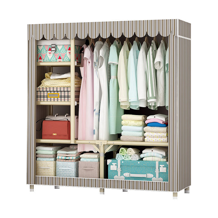 Contemporary Style Steel Wardrobe Cloth Rod Included Wardrobe Closet with Legs 50"L x 18"W x 67"H Brown Clearhalo 'Armoires & Wardrobes' 'armoires_wardrobes' 'Bedroom Furniture' 'furn' 'furn_armoires_wardrobes' 'Furniture' 6165938