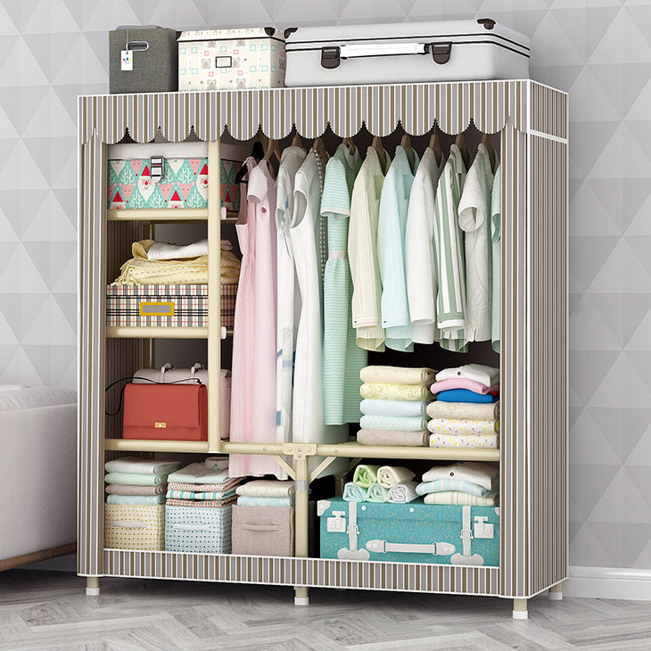 Contemporary Style Steel Wardrobe Cloth Rod Included Wardrobe Closet with Legs Clearhalo 'Armoires & Wardrobes' 'armoires_wardrobes' 'Bedroom Furniture' 'furn' 'furn_armoires_wardrobes' 'Furniture' 6165939