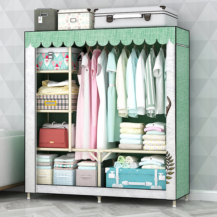 Contemporary Style Steel Wardrobe Cloth Rod Included Wardrobe Closet with Legs 50"L x 18"W x 67"H Green Clearhalo 'Armoires & Wardrobes' 'armoires_wardrobes' 'Bedroom Furniture' 'furn' 'furn_armoires_wardrobes' 'Furniture' 6165940