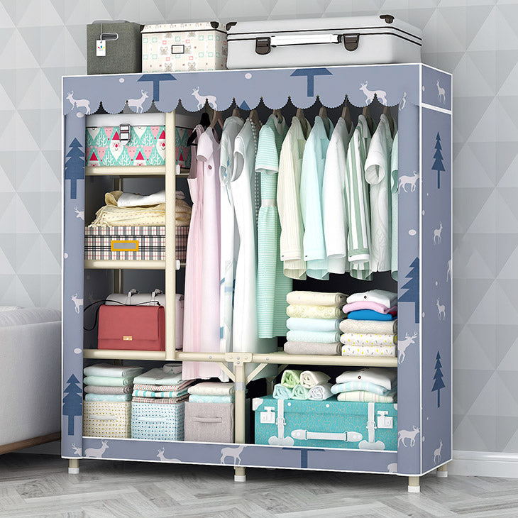Contemporary Style Steel Wardrobe Cloth Rod Included Wardrobe Closet with Legs 50"L x 18"W x 67"H Purple Clearhalo 'Armoires & Wardrobes' 'armoires_wardrobes' 'Bedroom Furniture' 'furn' 'furn_armoires_wardrobes' 'Furniture' 6165942