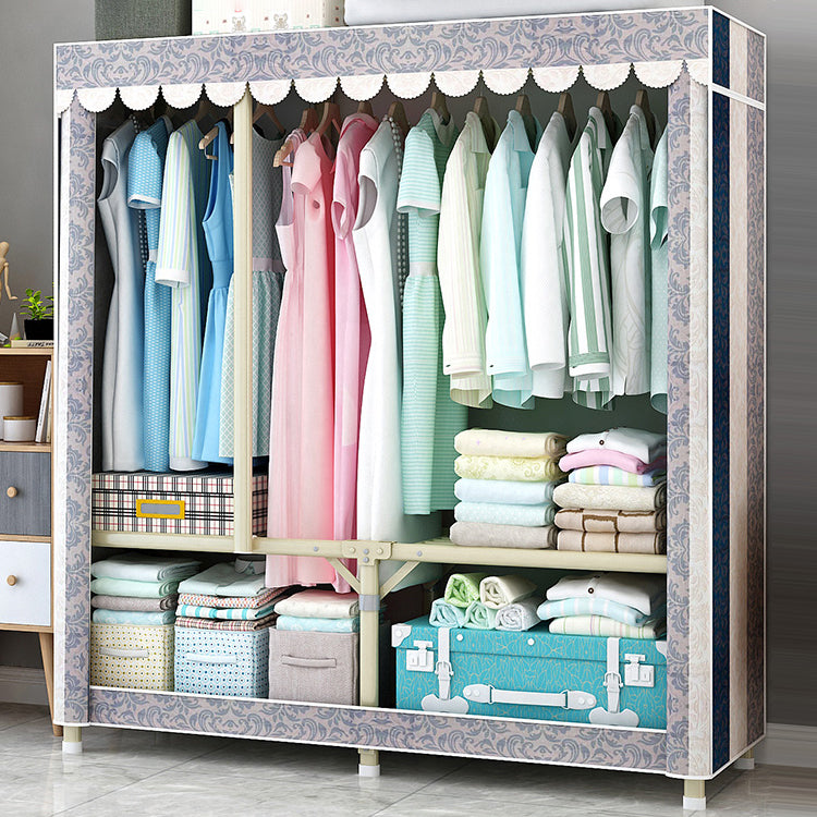 Contemporary Style Steel Wardrobe Cloth Rod Included Wardrobe Closet with Legs 50"L x 18"W x 67"H Beige Clearhalo 'Armoires & Wardrobes' 'armoires_wardrobes' 'Bedroom Furniture' 'furn' 'furn_armoires_wardrobes' 'Furniture' 6165944