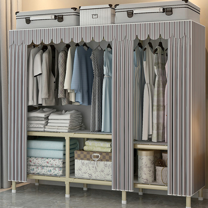 Contemporary Style Steel Wardrobe Cloth Rod Included Wardrobe Closet with Legs Clearhalo 'Armoires & Wardrobes' 'armoires_wardrobes' 'Bedroom Furniture' 'furn' 'furn_armoires_wardrobes' 'Furniture' 6165945