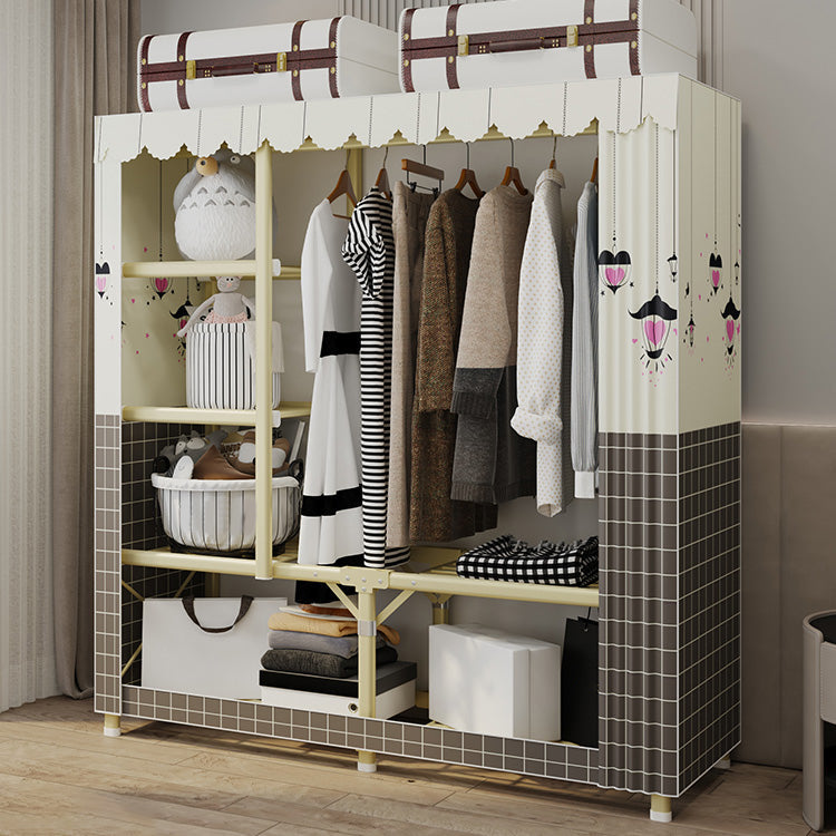 Contemporary Style Steel Wardrobe Cloth Rod Included Wardrobe Closet with Legs Clearhalo 'Armoires & Wardrobes' 'armoires_wardrobes' 'Bedroom Furniture' 'furn' 'furn_armoires_wardrobes' 'Furniture' 6165947