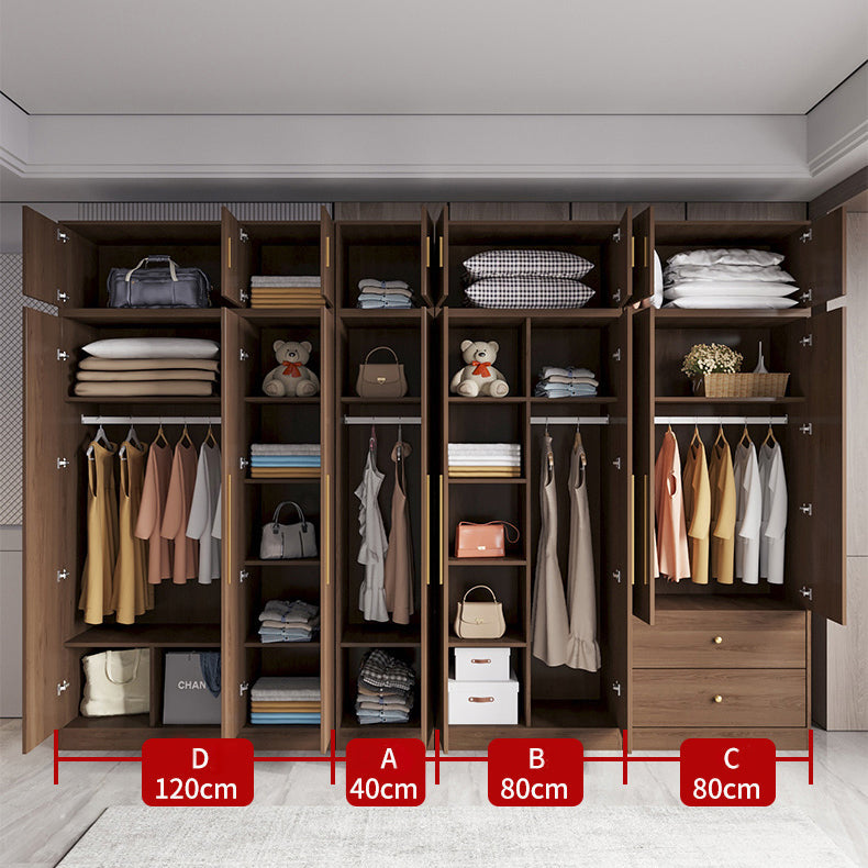 Brown Engineered Wood Wardrobe Closet Modern Wardrobe Armoire