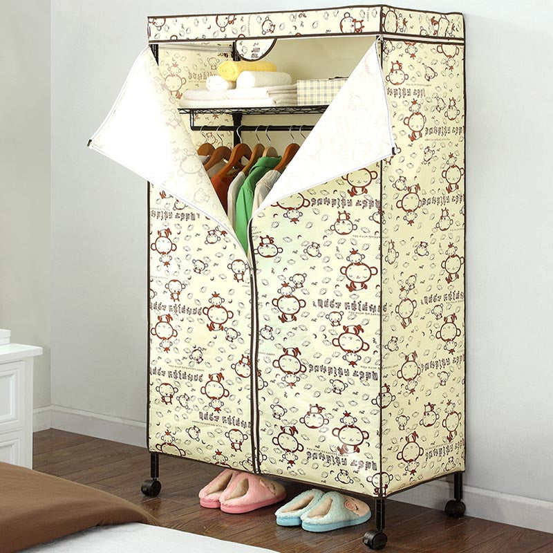 Contemporary Style Steel Wardrobe Adjustable Shelves Wardrobe Closet with Legs