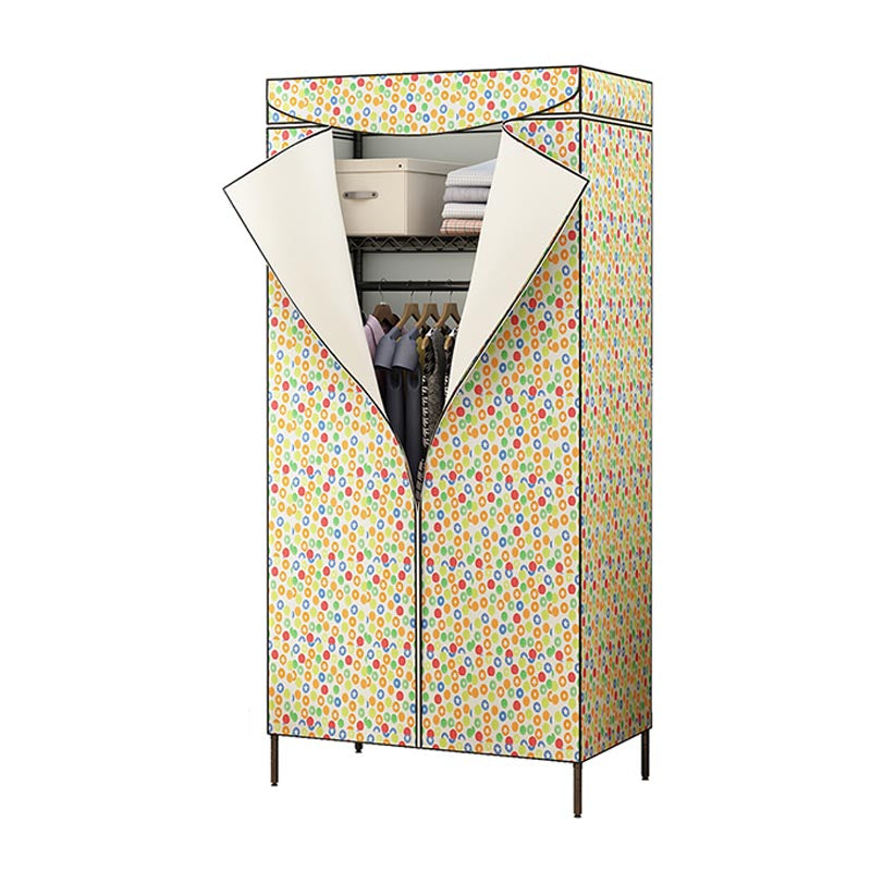 Contemporary Style Steel Wardrobe Adjustable Shelves Wardrobe Closet with Legs