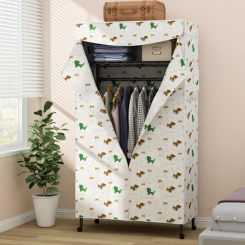 Contemporary Style Steel Wardrobe Adjustable Shelves Wardrobe Closet with Legs