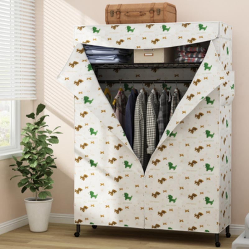 Contemporary Style Steel Wardrobe Adjustable Shelves Wardrobe Closet with Legs