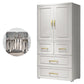 Contemporary Wardrobe Closet Plastic Wardrobe Cabinet with Legs 23"L x 15"W x 51.5"H White With Clothing Rod Clearhalo 'Armoires & Wardrobes' 'armoires_wardrobes' 'Bedroom Furniture' 'furn' 'furn_armoires_wardrobes' 'Furniture' 6166103