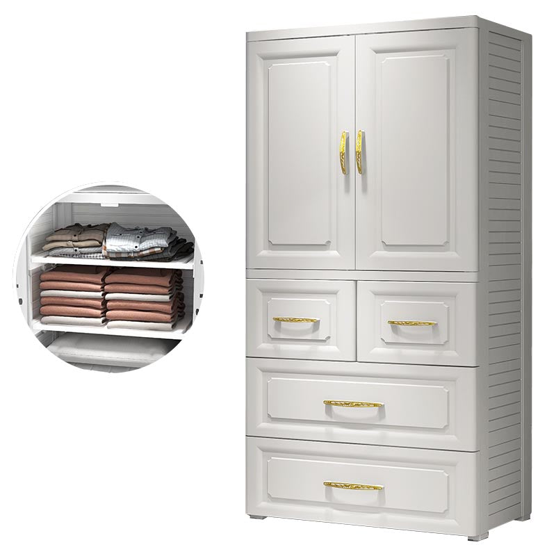 Contemporary Wardrobe Closet Plastic Wardrobe Cabinet with Legs 23"L x 15"W x 51.5"H White Without Clothing Rod Clearhalo 'Armoires & Wardrobes' 'armoires_wardrobes' 'Bedroom Furniture' 'furn' 'furn_armoires_wardrobes' 'Furniture' 6166104