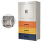 Contemporary Wardrobe Closet Plastic Wardrobe Cabinet with Legs 23"L x 15"W x 51.5"H White-Orange With Clothing Rod Clearhalo 'Armoires & Wardrobes' 'armoires_wardrobes' 'Bedroom Furniture' 'furn' 'furn_armoires_wardrobes' 'Furniture' 6166107