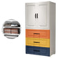 Contemporary Wardrobe Closet Plastic Wardrobe Cabinet with Legs 23"L x 15"W x 51.5"H White-Orange Without Clothing Rod Clearhalo 'Armoires & Wardrobes' 'armoires_wardrobes' 'Bedroom Furniture' 'furn' 'furn_armoires_wardrobes' 'Furniture' 6166109