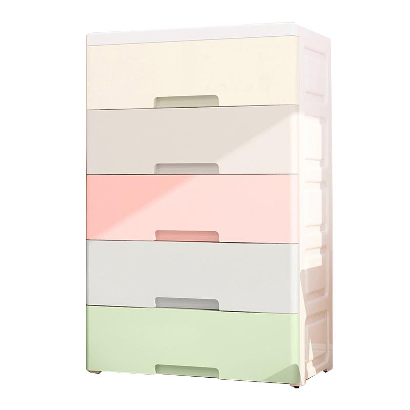Non-Hanging Armoire with Drawer Contemporary Storage Cabinet 21.3"L x 11.8"W x 32.7"H Grey-Pink-Yellow Clearhalo 'Armoires & Wardrobes' 'armoires_wardrobes' 'Bedroom Furniture' 'furn' 'furn_armoires_wardrobes' 'Furniture' 6166135