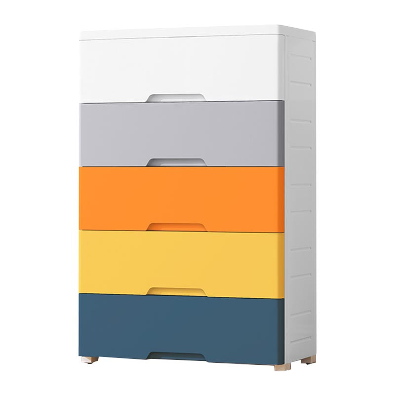 Non-Hanging Armoire with Drawer Contemporary Storage Cabinet 21.3"L x 11.8"W x 32.7"H Blue-Orange-Yellow Clearhalo 'Armoires & Wardrobes' 'armoires_wardrobes' 'Bedroom Furniture' 'furn' 'furn_armoires_wardrobes' 'Furniture' 6166138