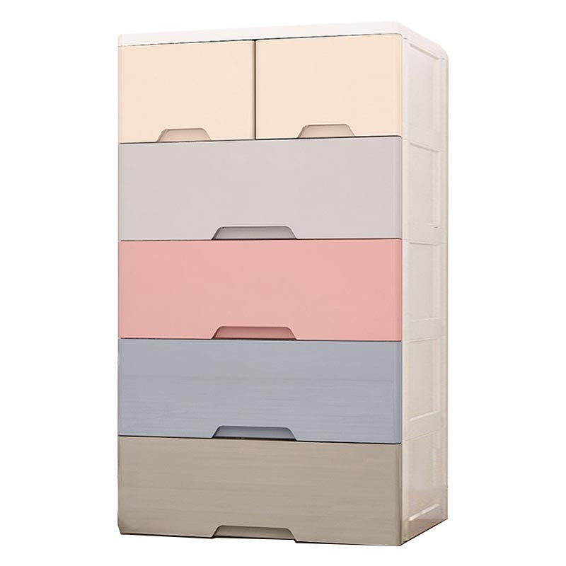 Non-Hanging Armoire with Drawer Contemporary Storage Cabinet 23.6"L x 13.8"W x 39.4"H Grey-Pink-Yellow Clearhalo 'Armoires & Wardrobes' 'armoires_wardrobes' 'Bedroom Furniture' 'furn' 'furn_armoires_wardrobes' 'Furniture' 6166140