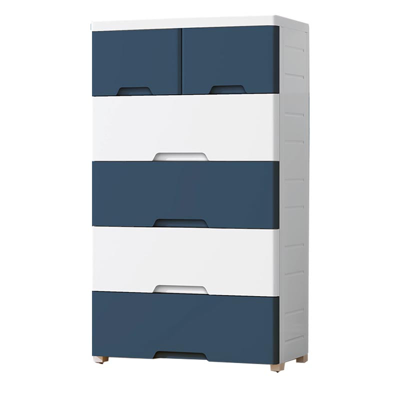 Non-Hanging Armoire with Drawer Contemporary Storage Cabinet 23.6"L x 13.8"W x 39.4"H White-Blue Clearhalo 'Armoires & Wardrobes' 'armoires_wardrobes' 'Bedroom Furniture' 'furn' 'furn_armoires_wardrobes' 'Furniture' 6166142