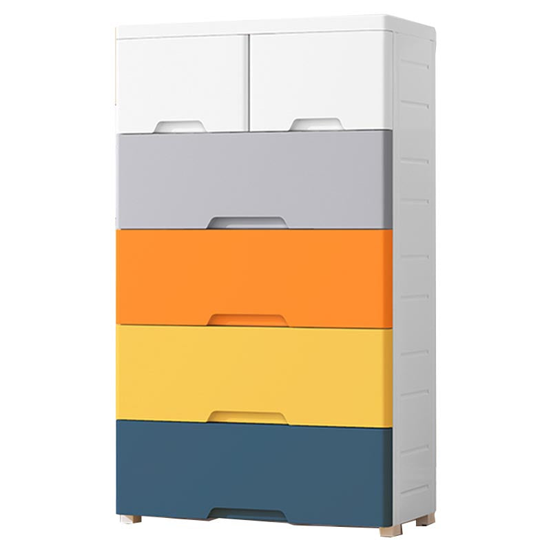 Non-Hanging Armoire with Drawer Contemporary Storage Cabinet 23.6"L x 13.8"W x 39.4"H Blue-Orange-Yellow Clearhalo 'Armoires & Wardrobes' 'armoires_wardrobes' 'Bedroom Furniture' 'furn' 'furn_armoires_wardrobes' 'Furniture' 6166143