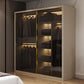 Modern Style Glass Wardrobe Cloth Rod Included Wardrobe Closet with 1-Drawer