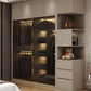 Modern Style Glass Wardrobe Cloth Rod Included Wardrobe Closet with 1-Drawer