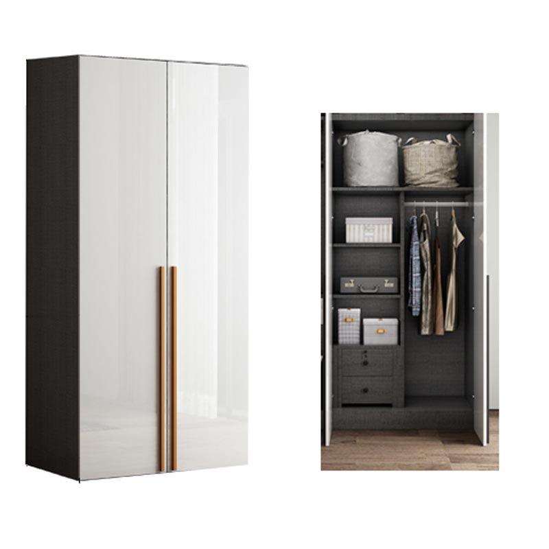 Asta di stoffa del guardaroba in legno di colore bianco compreso l'armadio del guardaroba per camera da letto