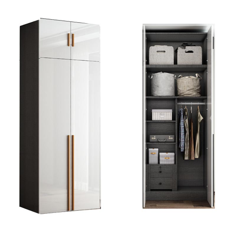 Asta di stoffa del guardaroba in legno di colore bianco compreso l'armadio del guardaroba per camera da letto