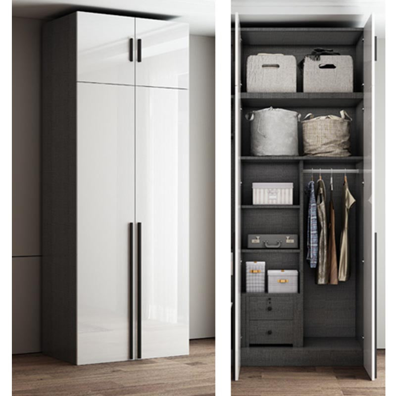 Asta di stoffa del guardaroba in legno di colore bianco compreso l'armadio del guardaroba per camera da letto