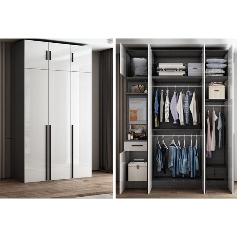 Asta di stoffa del guardaroba in legno di colore bianco compreso l'armadio del guardaroba per camera da letto