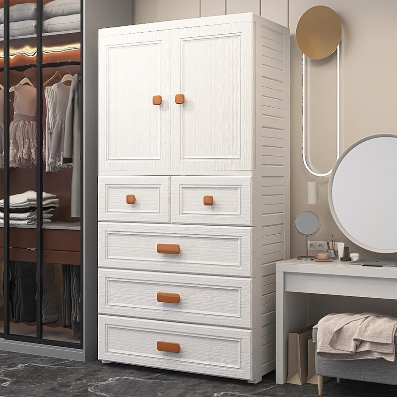 White Plastic Wardrobe Armoire with Legs Contemporary Wardrobe Closet Clearhalo 'Armoires & Wardrobes' 'armoires_wardrobes' 'Bedroom Furniture' 'furn' 'furn_armoires_wardrobes' 'Furniture' 6166207