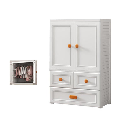 White Plastic Wardrobe Armoire with Legs Contemporary Wardrobe Closet 27.5"L x 14.5"W x 42"H With Clothing Rod 2 Clearhalo 'Armoires & Wardrobes' 'armoires_wardrobes' 'Bedroom Furniture' 'furn' 'furn_armoires_wardrobes' 'Furniture' 6166208