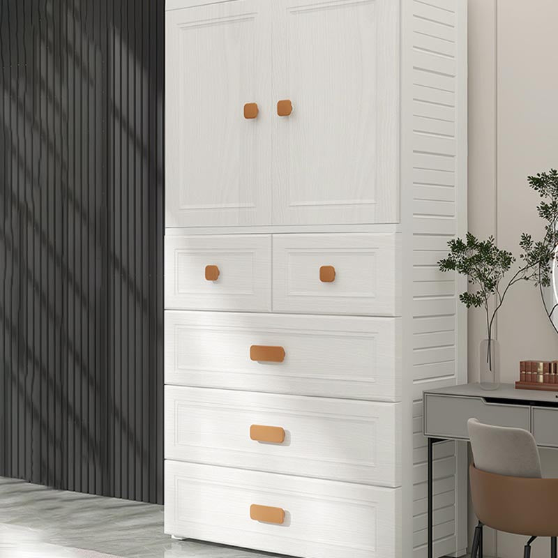 White Plastic Wardrobe Armoire with Legs Contemporary Wardrobe Closet Clearhalo 'Armoires & Wardrobes' 'armoires_wardrobes' 'Bedroom Furniture' 'furn' 'furn_armoires_wardrobes' 'Furniture' 6166209