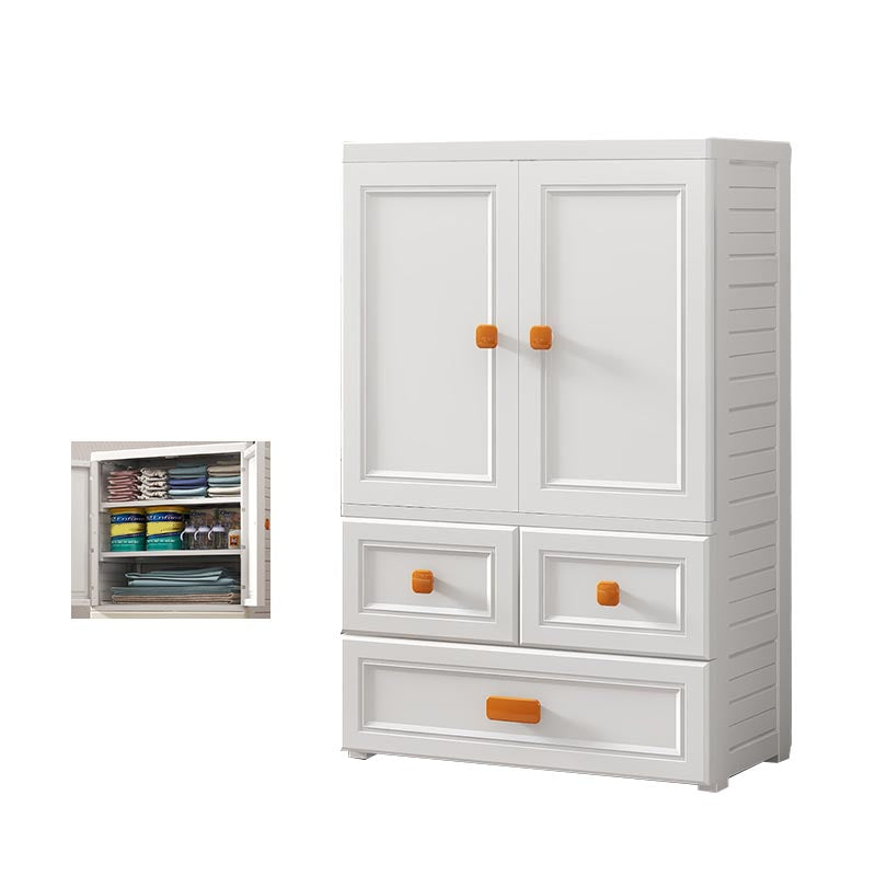 White Plastic Wardrobe Armoire with Legs Contemporary Wardrobe Closet 27.5"L x 14.5"W x 42"H Without Clothing Rod 2 Clearhalo 'Armoires & Wardrobes' 'armoires_wardrobes' 'Bedroom Furniture' 'furn' 'furn_armoires_wardrobes' 'Furniture' 6166210