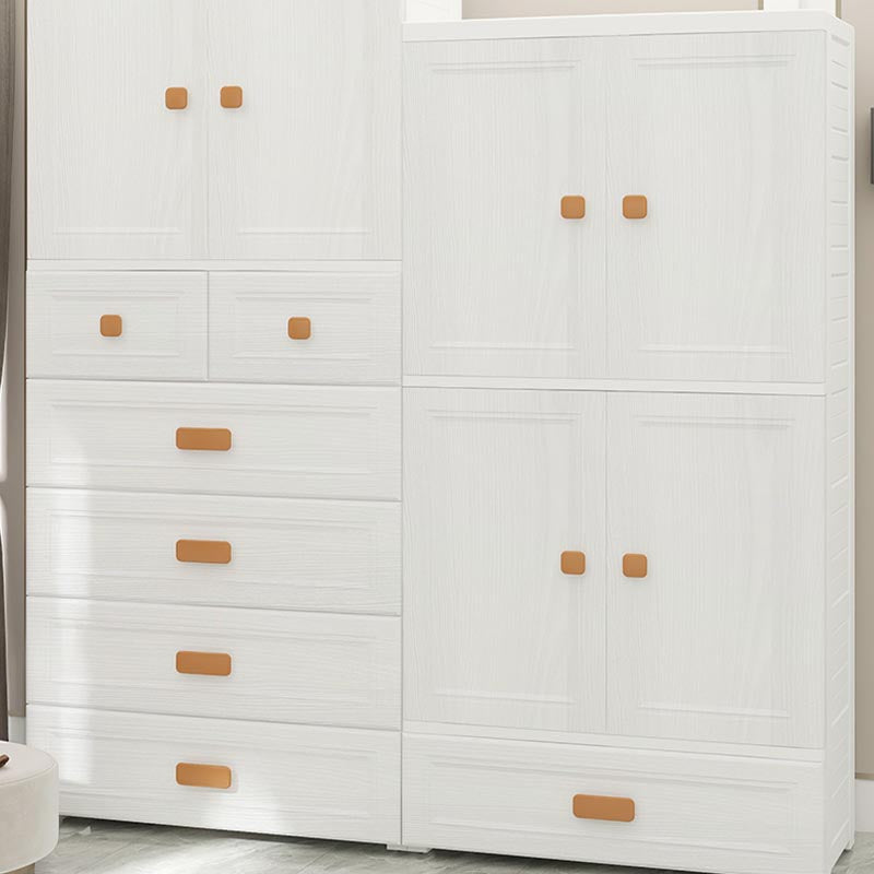 White Plastic Wardrobe Armoire with Legs Contemporary Wardrobe Closet Clearhalo 'Armoires & Wardrobes' 'armoires_wardrobes' 'Bedroom Furniture' 'furn' 'furn_armoires_wardrobes' 'Furniture' 6166211