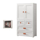 White Plastic Wardrobe Armoire with Legs Contemporary Wardrobe Closet 27.6"L x 14.6"W x 49.6"H With Clothing Rod 2 Clearhalo 'Armoires & Wardrobes' 'armoires_wardrobes' 'Bedroom Furniture' 'furn' 'furn_armoires_wardrobes' 'Furniture' 6166212