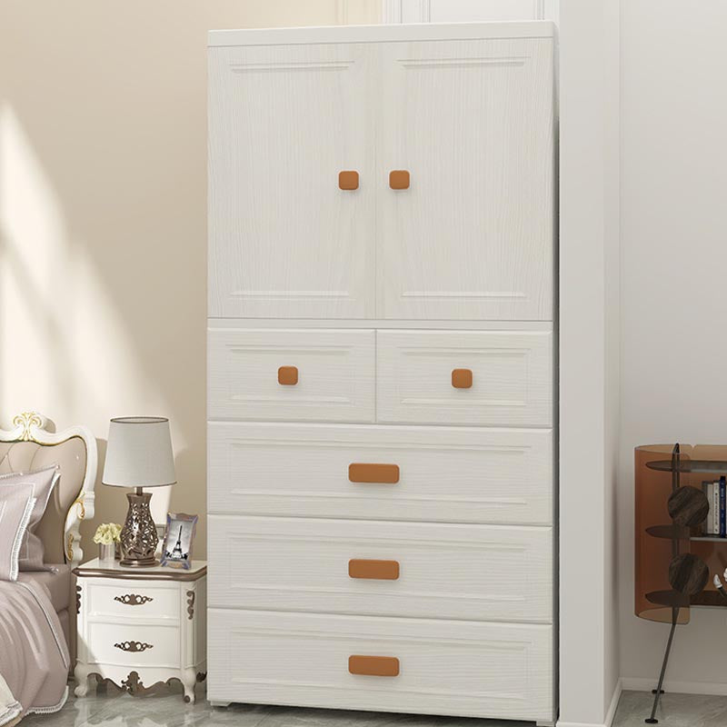White Plastic Wardrobe Armoire with Legs Contemporary Wardrobe Closet Clearhalo 'Armoires & Wardrobes' 'armoires_wardrobes' 'Bedroom Furniture' 'furn' 'furn_armoires_wardrobes' 'Furniture' 6166214