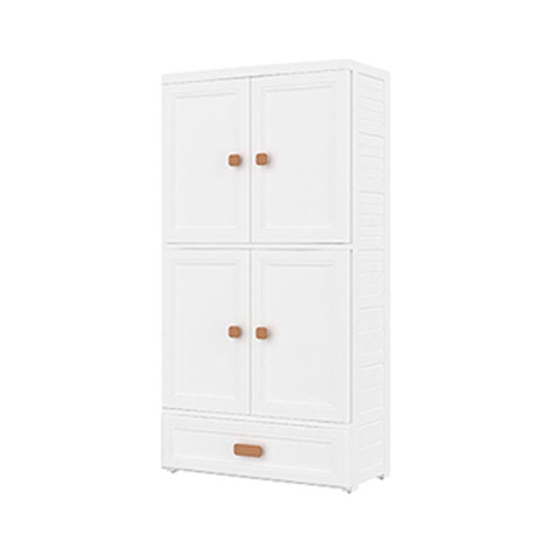 White Plastic Wardrobe Armoire with Legs Contemporary Wardrobe Closet Clearhalo 'Armoires & Wardrobes' 'armoires_wardrobes' 'Bedroom Furniture' 'furn' 'furn_armoires_wardrobes' 'Furniture' 6166215