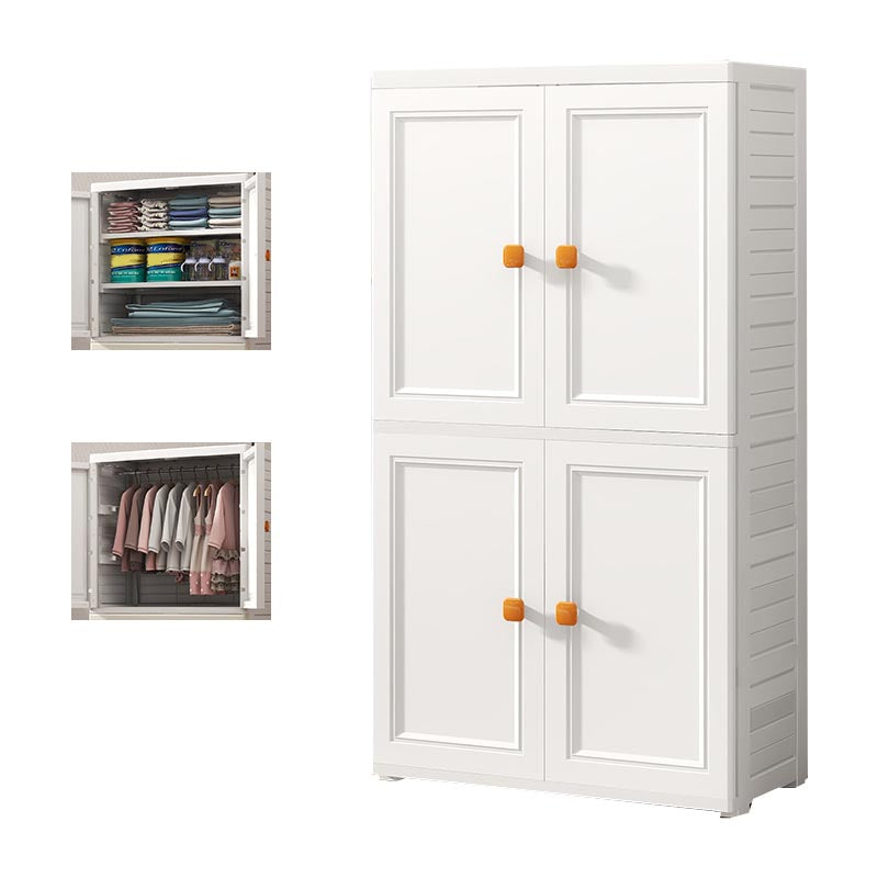 White Plastic Wardrobe Armoire with Legs Contemporary Wardrobe Closet 27.6"L x 14.6"W x 49.6"H With Clothing Rod 4 Clearhalo 'Armoires & Wardrobes' 'armoires_wardrobes' 'Bedroom Furniture' 'furn' 'furn_armoires_wardrobes' 'Furniture' 6166216
