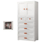 White Plastic Wardrobe Armoire with Legs Contemporary Wardrobe Closet 27.6"L x 14.6"W x 65.4"H With Clothing Rod 2 Clearhalo 'Armoires & Wardrobes' 'armoires_wardrobes' 'Bedroom Furniture' 'furn' 'furn_armoires_wardrobes' 'Furniture' 6166223