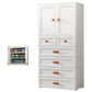 White Plastic Wardrobe Armoire with Legs Contemporary Wardrobe Closet 27.6"L x 14.6"W x 65.4"H Without Clothing Rod 2 Clearhalo 'Armoires & Wardrobes' 'armoires_wardrobes' 'Bedroom Furniture' 'furn' 'furn_armoires_wardrobes' 'Furniture' 6166225
