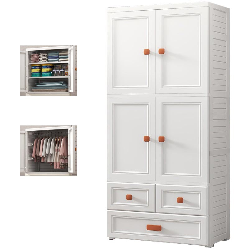 White Plastic Wardrobe Armoire with Legs Contemporary Wardrobe Closet 27.6"L x 14.6"W x 65.4"H With Clothing Rod 4 Clearhalo 'Armoires & Wardrobes' 'armoires_wardrobes' 'Bedroom Furniture' 'furn' 'furn_armoires_wardrobes' 'Furniture' 6166227