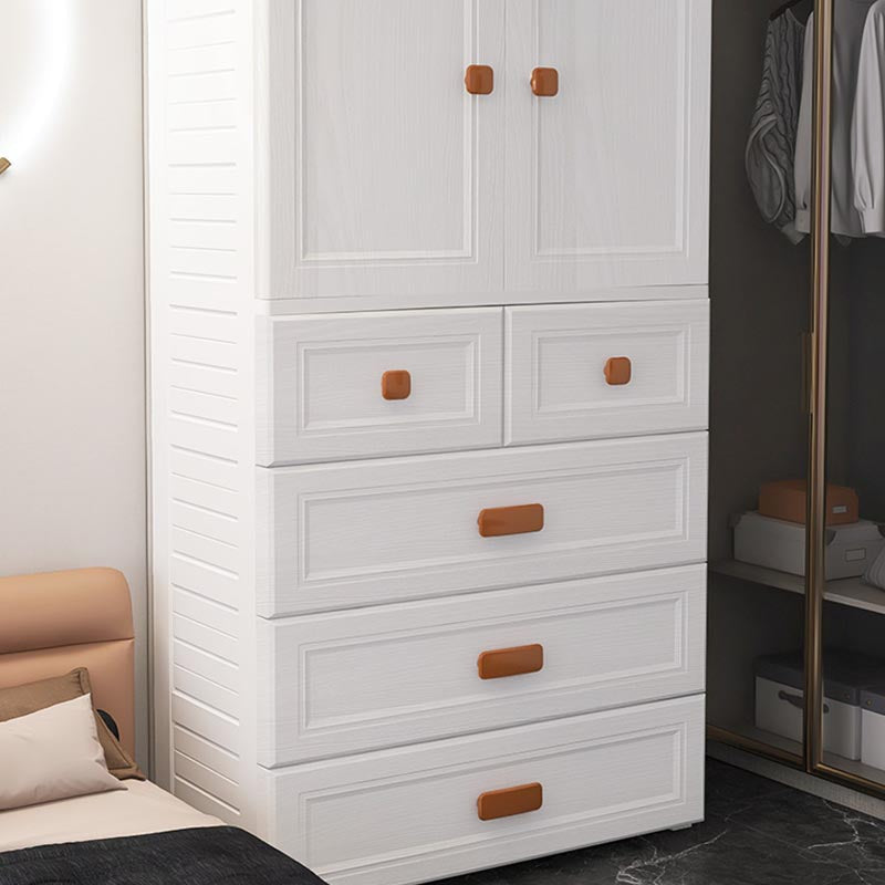 White Plastic Wardrobe Armoire with Legs Contemporary Wardrobe Closet Clearhalo 'Armoires & Wardrobes' 'armoires_wardrobes' 'Bedroom Furniture' 'furn' 'furn_armoires_wardrobes' 'Furniture' 6166229