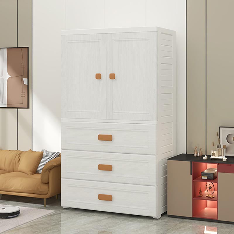White Plastic Wardrobe Armoire with Legs Contemporary Wardrobe Closet Clearhalo 'Armoires & Wardrobes' 'armoires_wardrobes' 'Bedroom Furniture' 'furn' 'furn_armoires_wardrobes' 'Furniture' 6166230