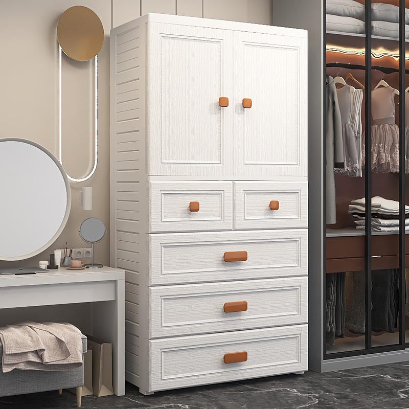 White Plastic Wardrobe Armoire with Legs Contemporary Wardrobe Closet Clearhalo 'Armoires & Wardrobes' 'armoires_wardrobes' 'Bedroom Furniture' 'furn' 'furn_armoires_wardrobes' 'Furniture' 6166231