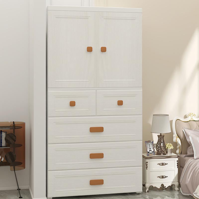 White Plastic Wardrobe Armoire with Legs Contemporary Wardrobe Closet Clearhalo 'Armoires & Wardrobes' 'armoires_wardrobes' 'Bedroom Furniture' 'furn' 'furn_armoires_wardrobes' 'Furniture' 6166232